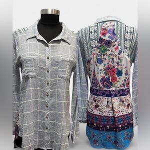 Aratta silent journey  Anthropologie Gray Checkered floral boho size S